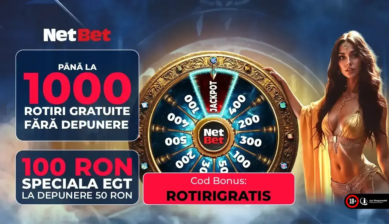 Netbet Bonus Fara Depunere – 1000 Rotiri Gratis + Specială de 100 RON