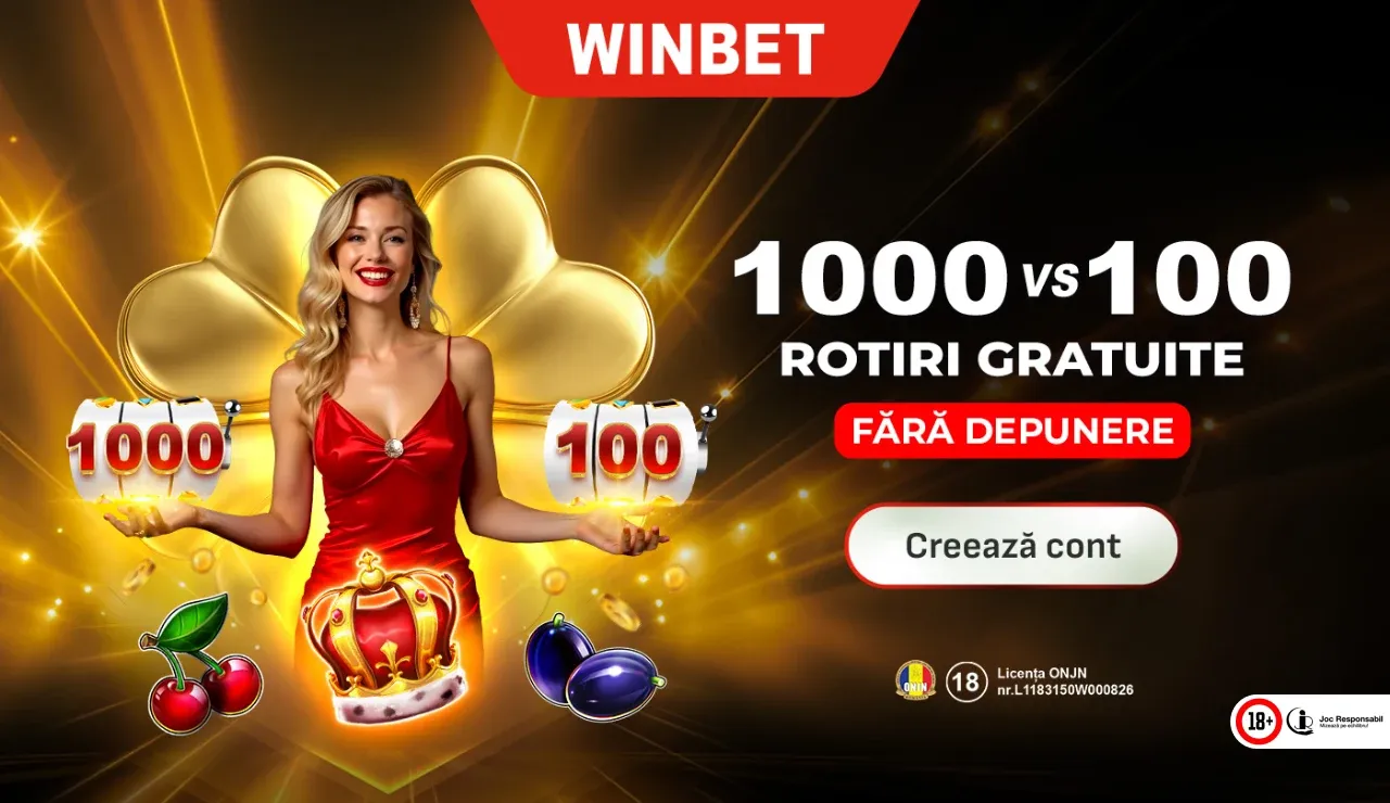 Winbet - 1000 sau 100 Rotiri Gratuite