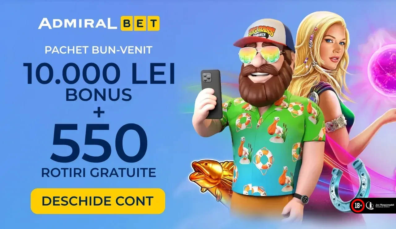 Bonus AdmiralBet – Pana La 10.000 Lei Si 550 Rotiri Gratuite
