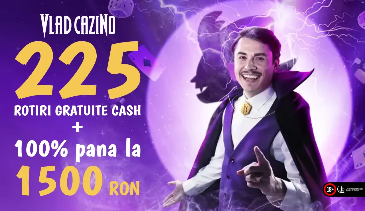 Vlad Cazino Bonus de Bun Venit 1500 RON + 225 Rotiri Gratuite