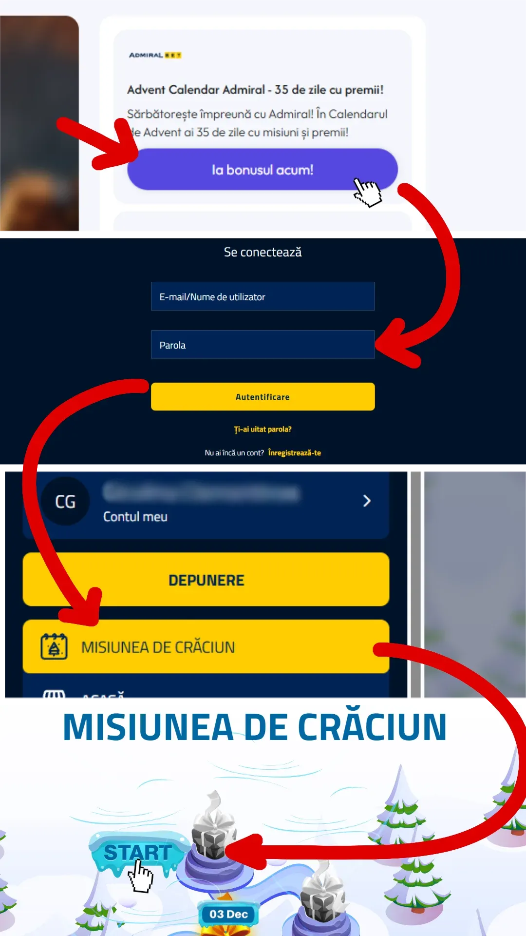 pasi activare advent calendar admiral
