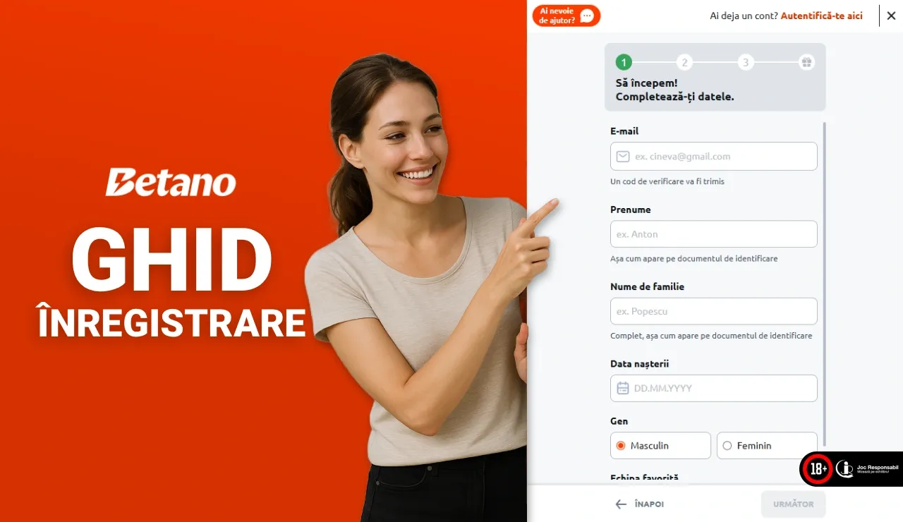 Înregistrare Betano - Ghid complet pentru crearea contului