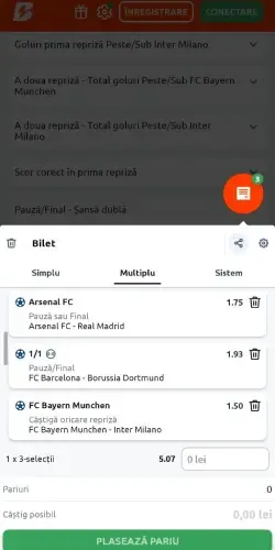pauza sau final la pariuri