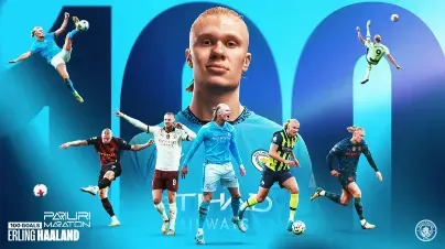 Erling Haaland ajunge la 100 de goluri pentru Manchester City